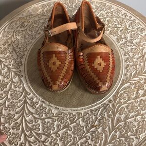 Women's Tan and Brown Leather Sandals